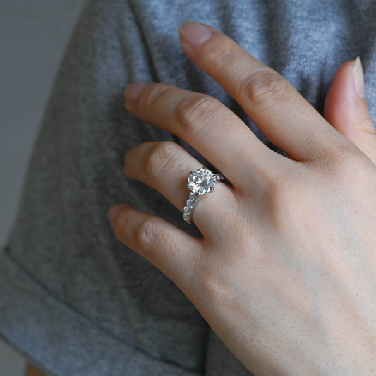 2 CT Round Three Stones Lab Grown Diamond Engagement Ring