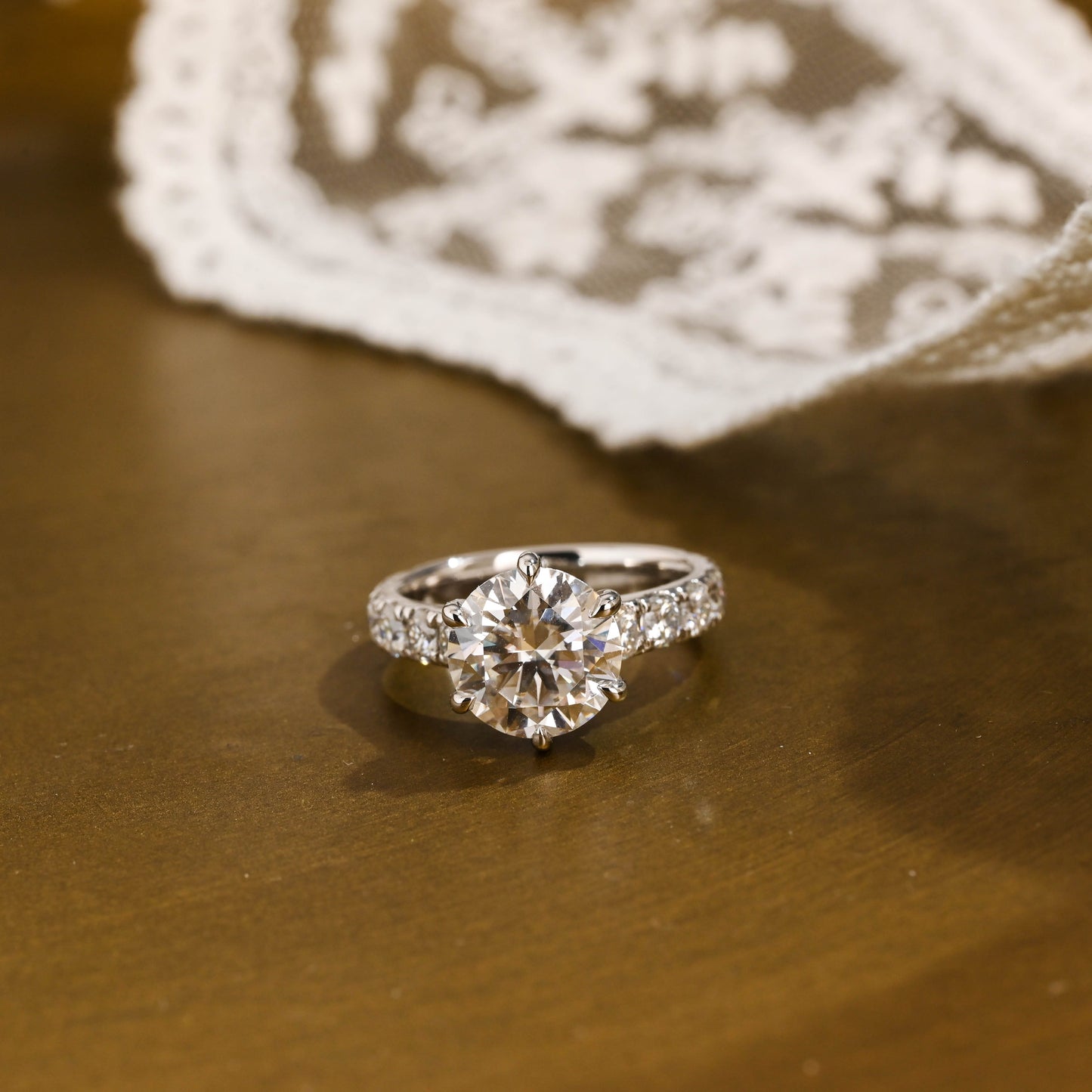 2 CT Round Three Stones Lab Grown Diamond Engagement Ring
