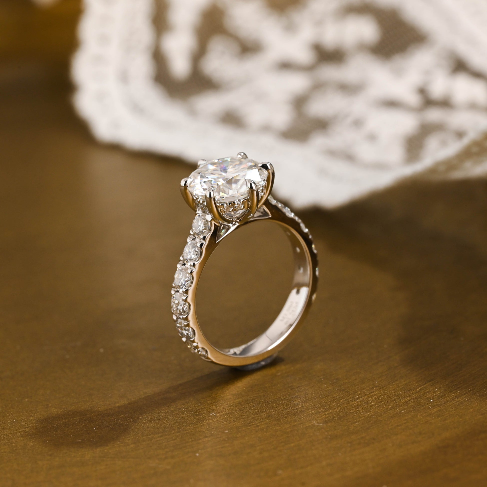 2 CT Round Three Stones Lab Grown Diamond Engagement Ring