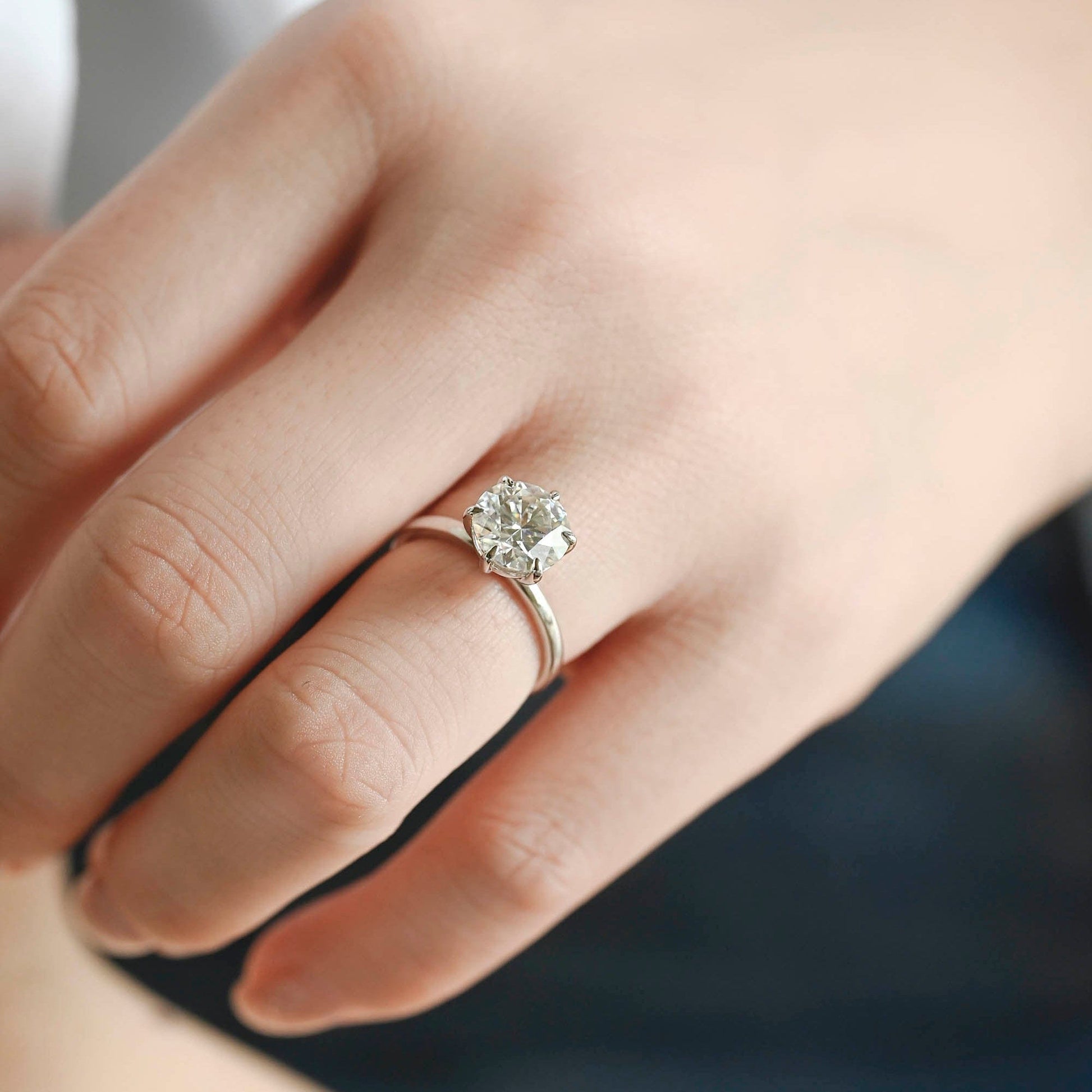 2 CT Round Three Stones Lab Grown Diamond Engagement Ring