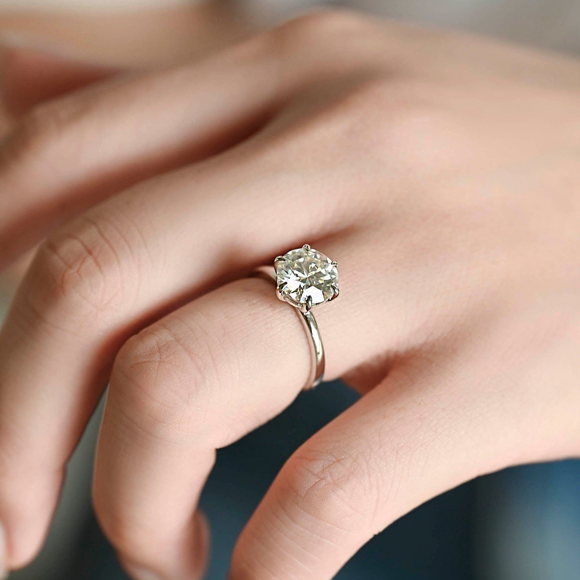 2 CT Round Three Stones Lab Grown Diamond Engagement Ring