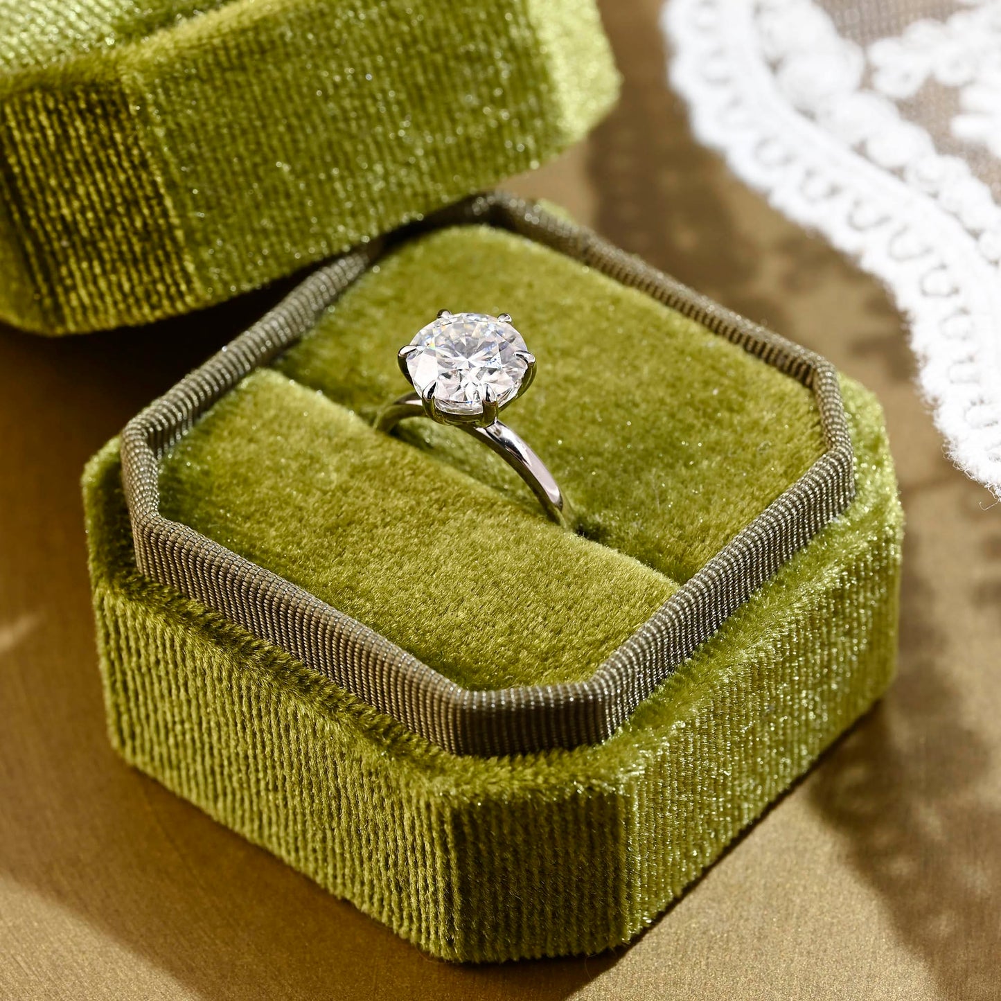 2 CT Round Three Stones Lab Grown Diamond Engagement Ring
