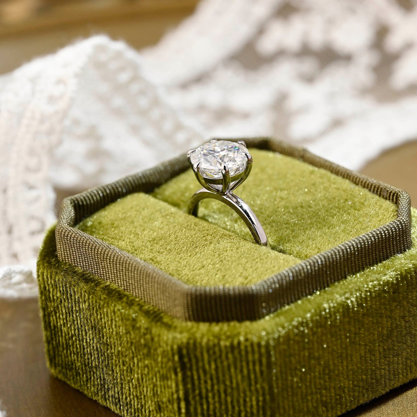 2 CT Round Three Stones Lab Grown Diamond Engagement Ring