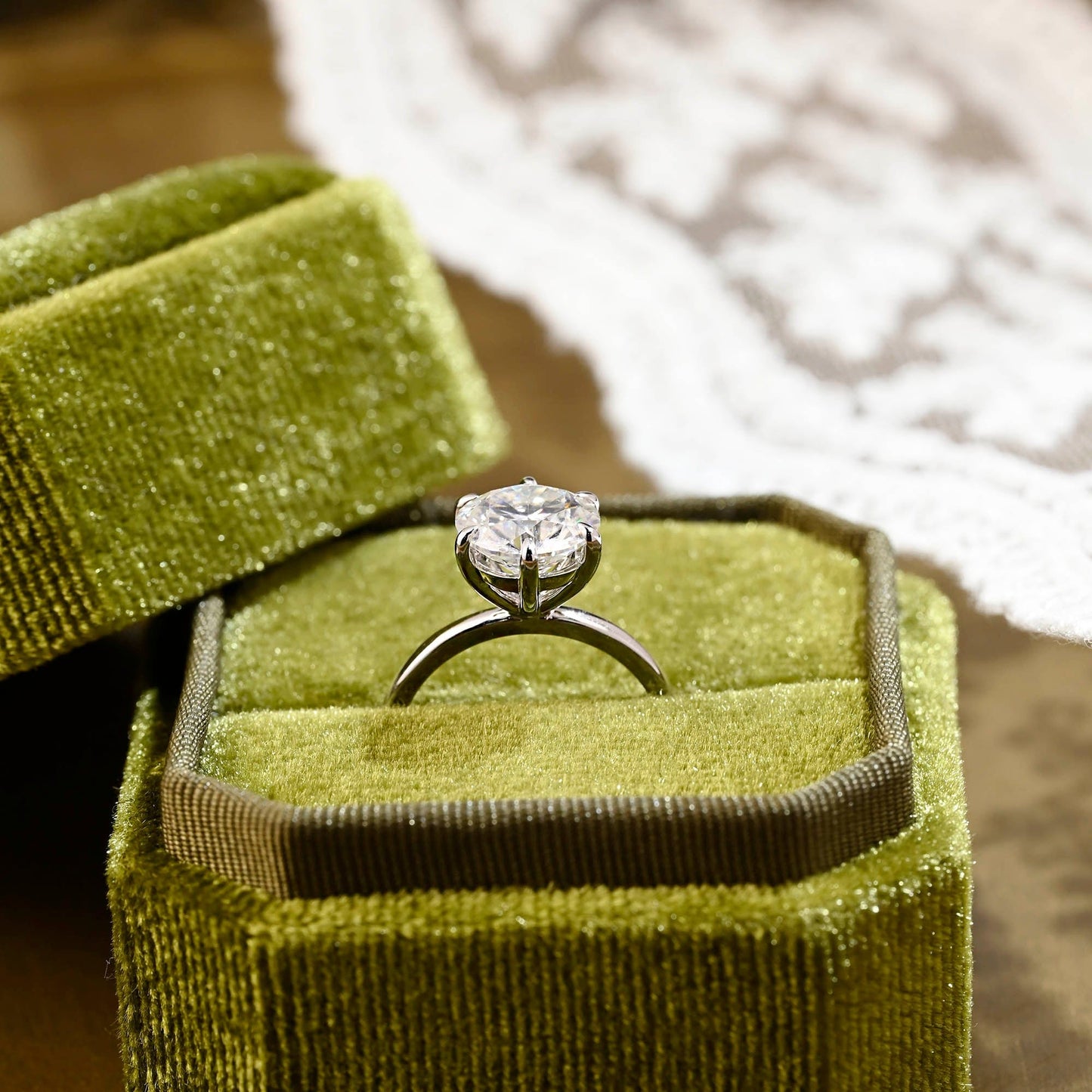 2 CT Round Three Stones Lab Grown Diamond Engagement Ring