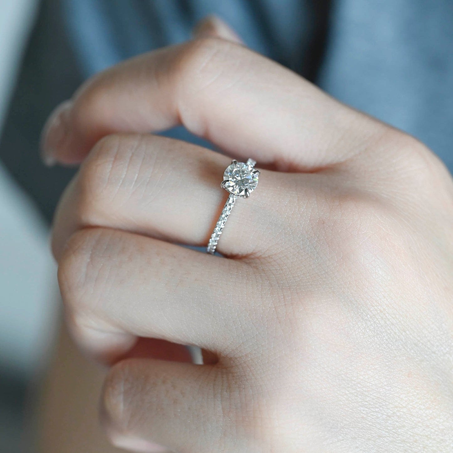 2 CT Round Three Stones Lab Grown Diamond Engagement Ring
