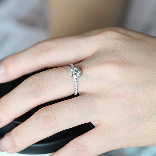 2 CT Round Three Stones Lab Grown Diamond Engagement Ring