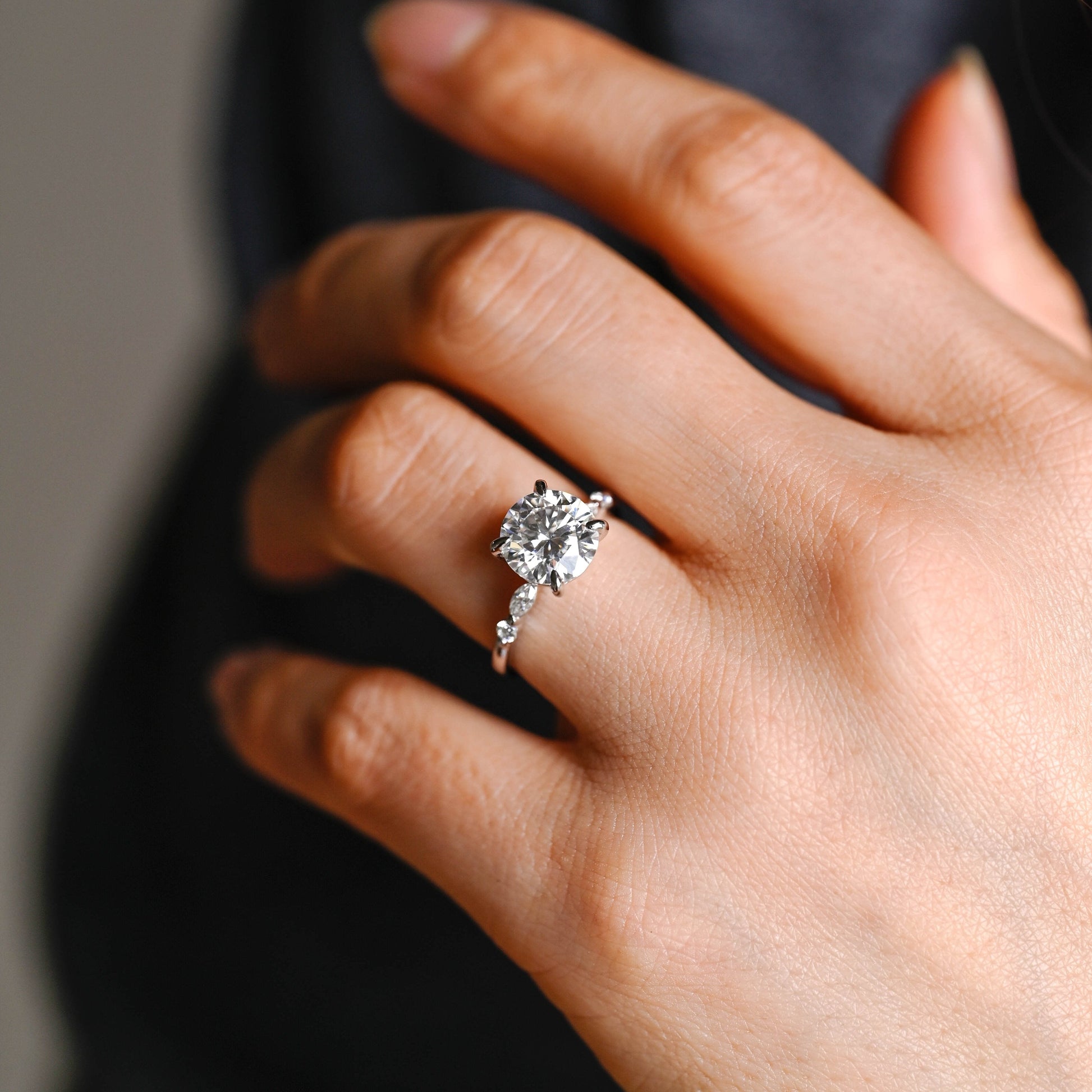 2 CT Round Three Stones Lab Grown Diamond Engagement Ring