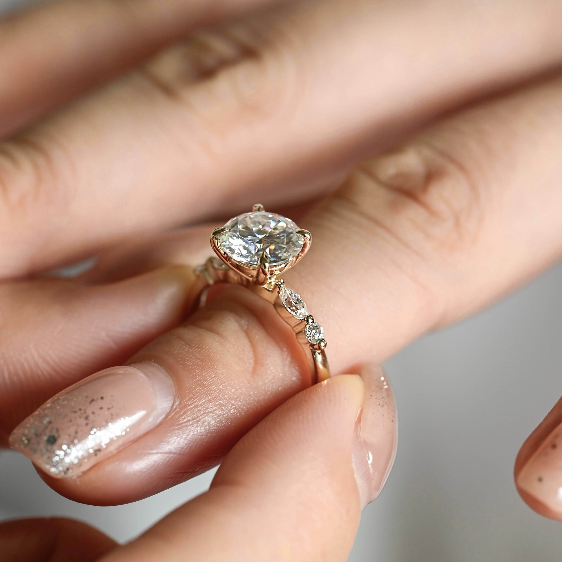 2 CT Round Three Stones Lab Grown Diamond Engagement Ring