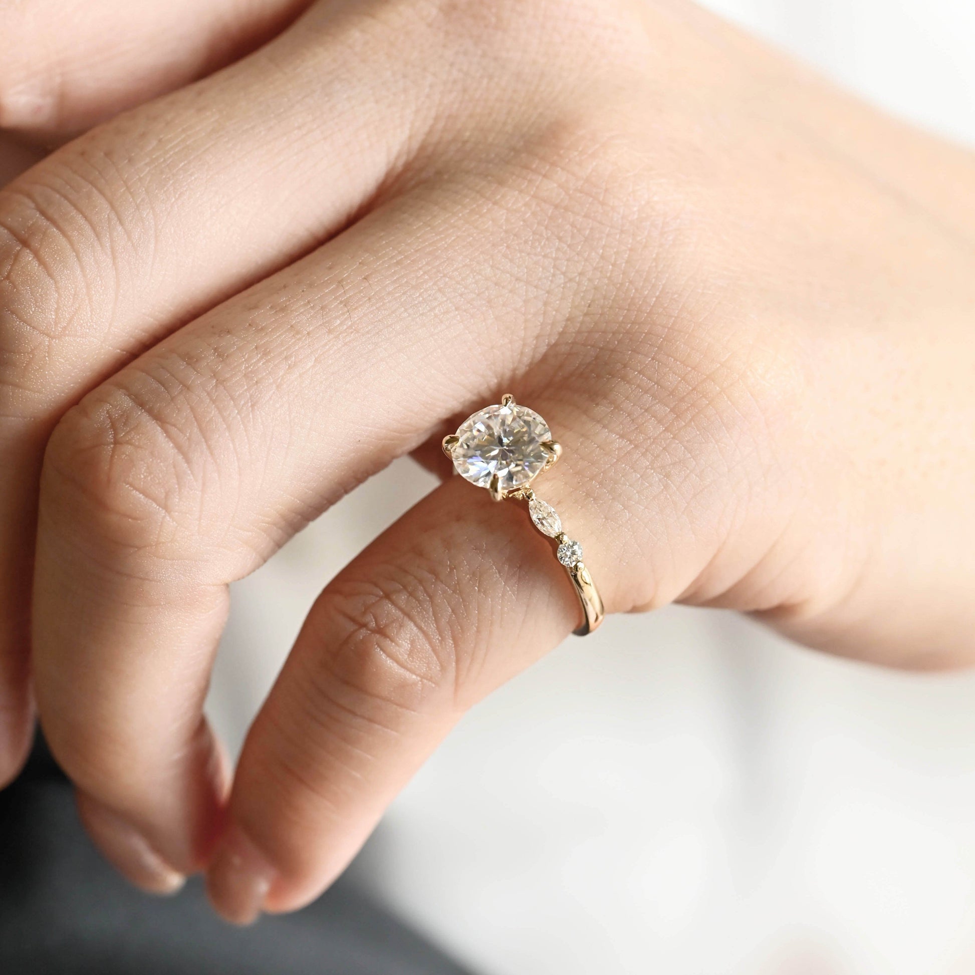 2 CT Round Three Stones Lab Grown Diamond Engagement Ring