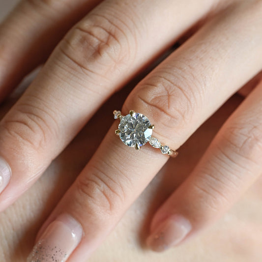 2 CT Round Three Stones Lab Grown Diamond Engagement Ring