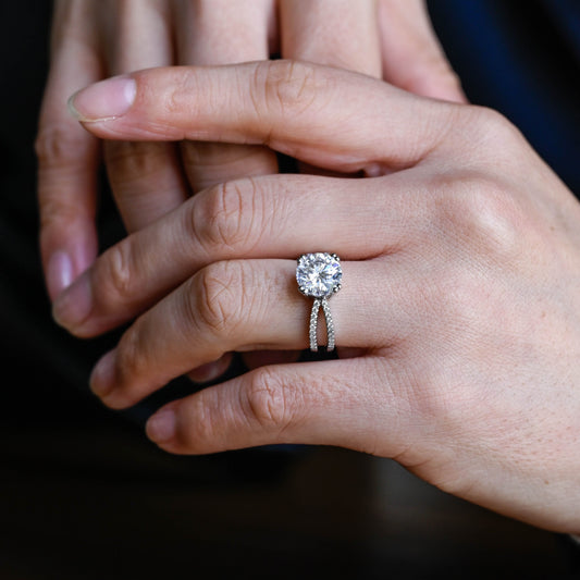 2 CT Round Three Stones Lab Grown Diamond Engagement Ring