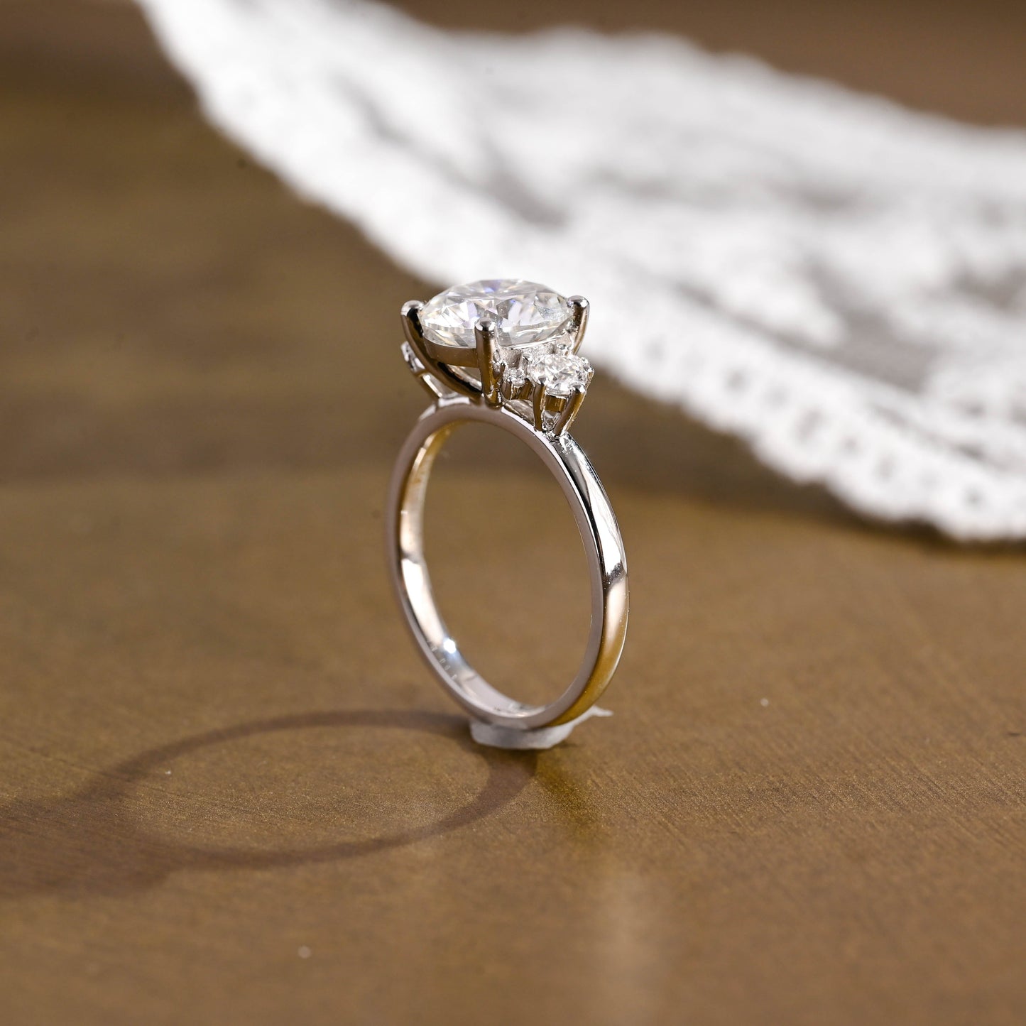 2 CT Round Three Stones Lab Grown Diamond Engagement Ring