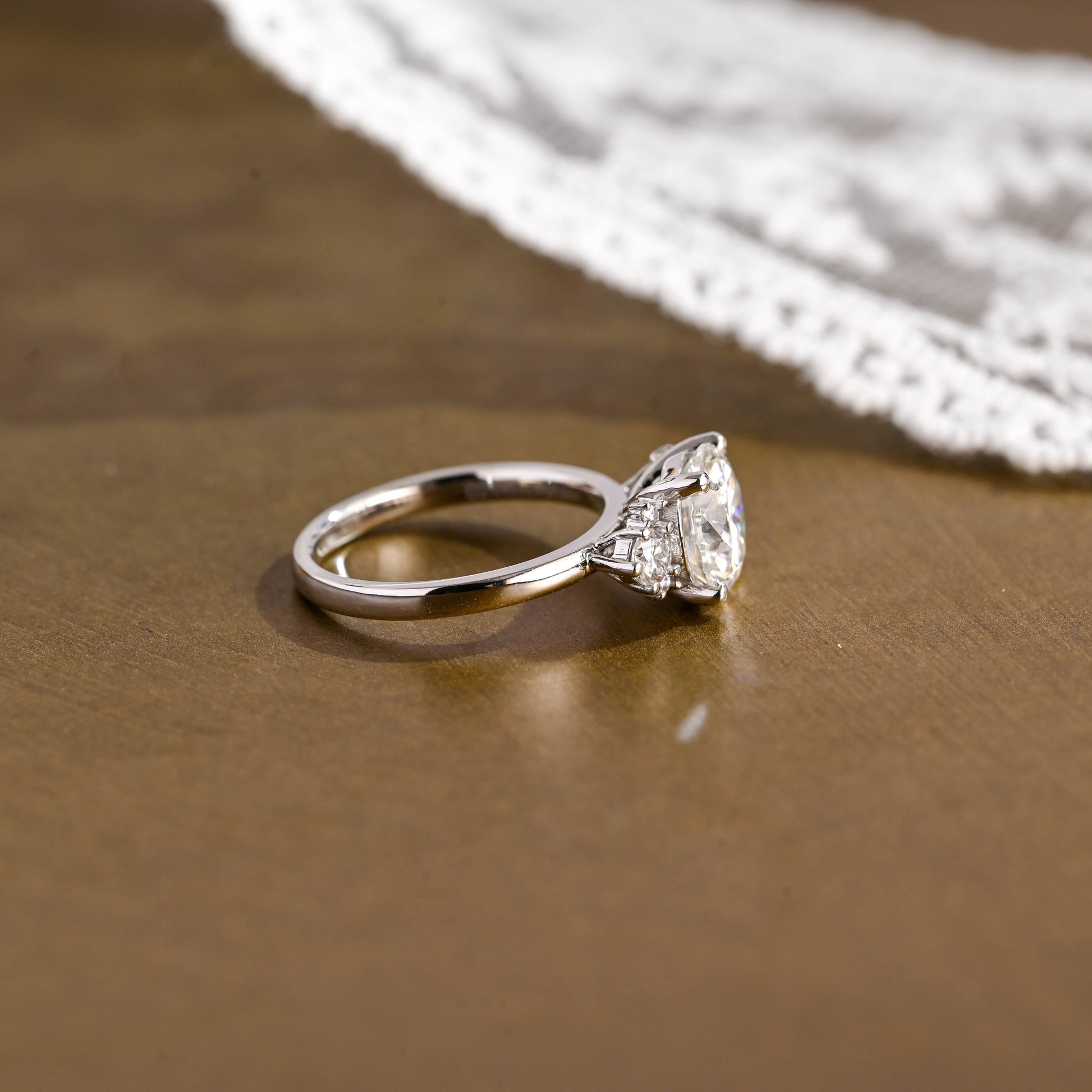 2 CT Round Three Stones Lab Grown Diamond Engagement Ring