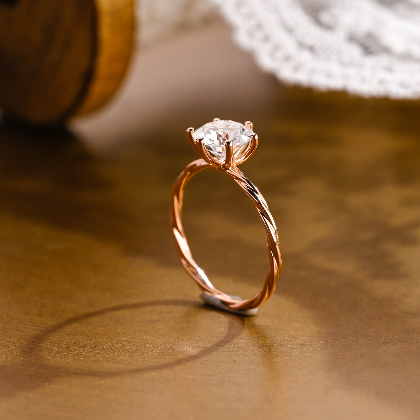 2 CT Round Three Stones Lab Grown Diamond Engagement Ring