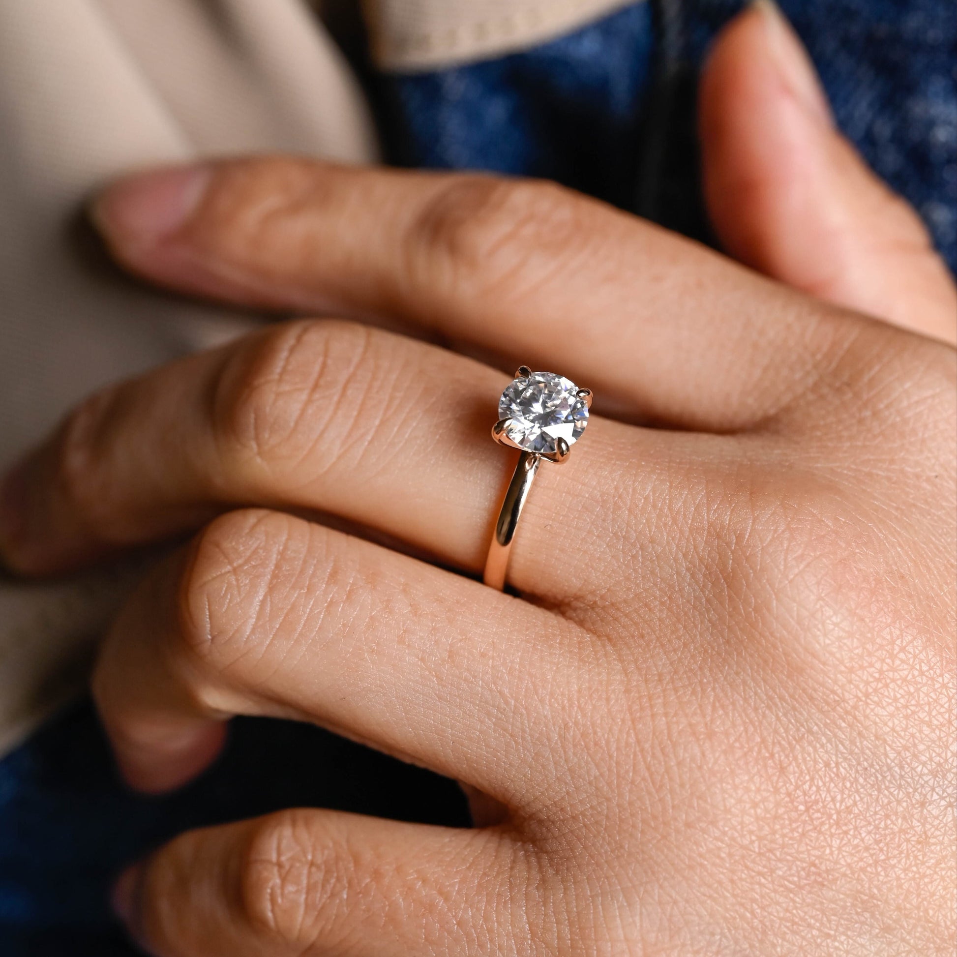 2 CT Round Three Stones Lab Grown Diamond Engagement Ring