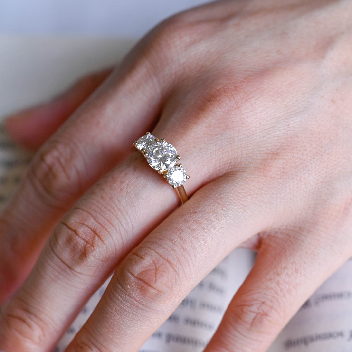 2 CT Round Three Stones Lab Grown Diamond Engagement Ring