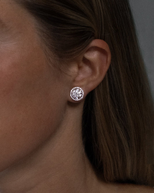 1.0 CT Round Bezel Solitaire Lab Grown Diamond Earrings