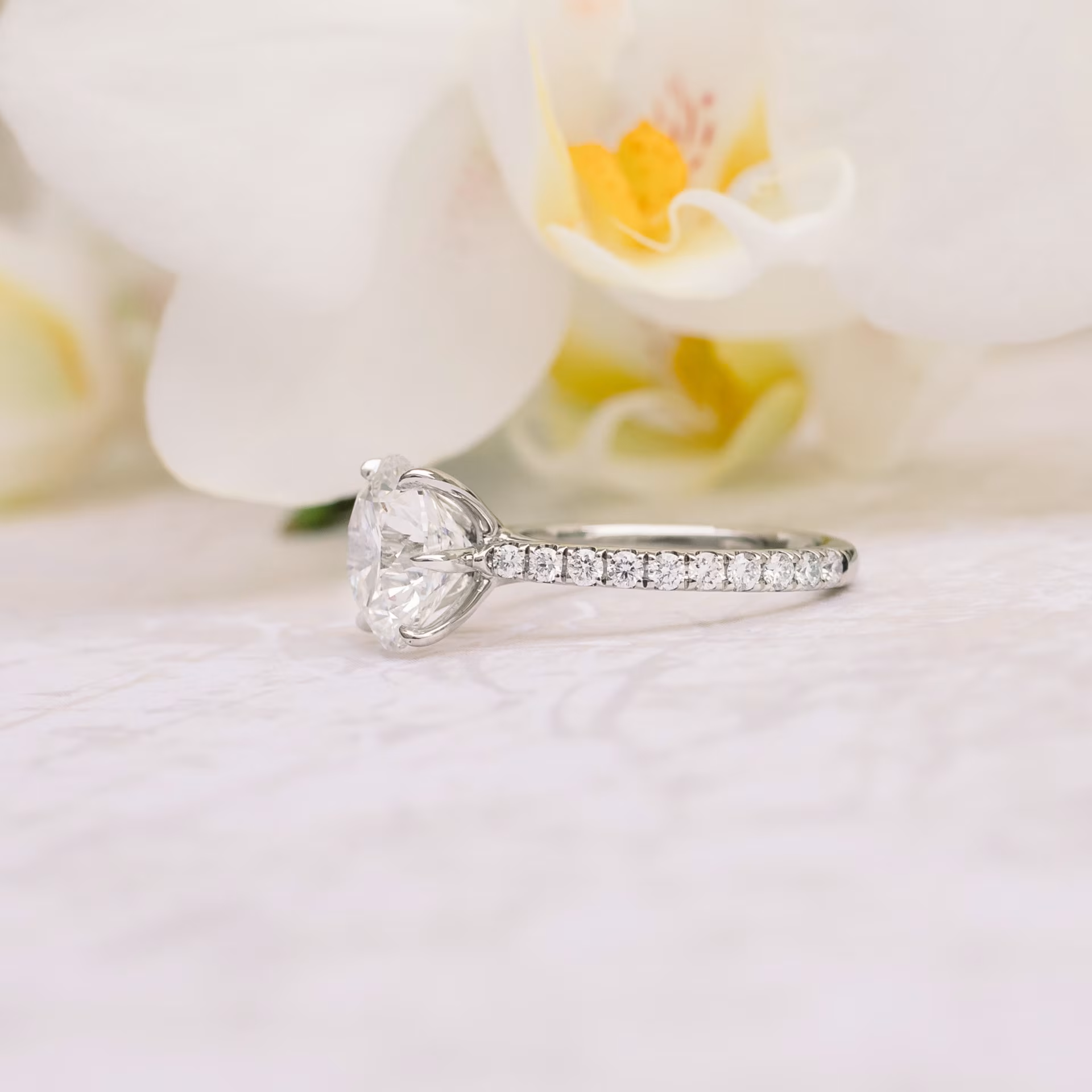 Marquise Cut Cluster Styled Lab Grown Diamond Engagement Ring