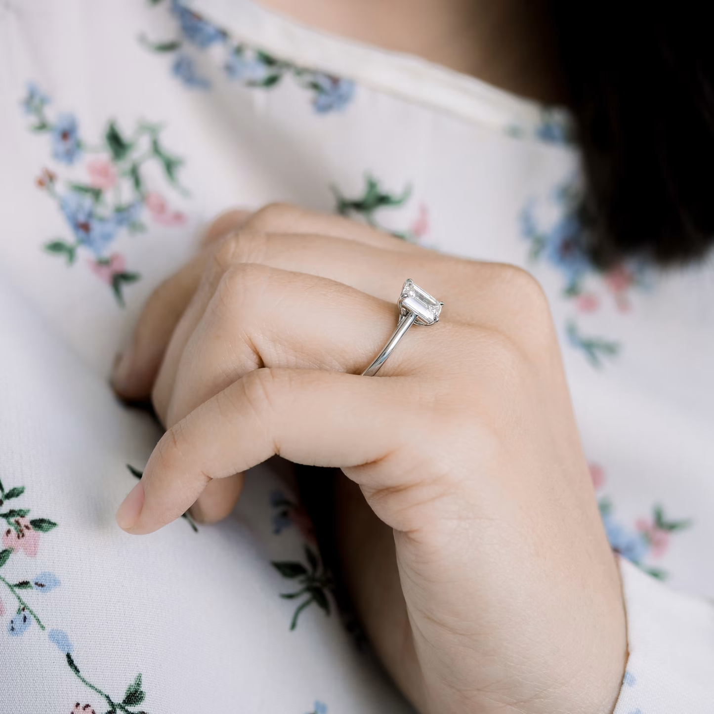 Marquise Cut Cluster Styled Lab Grown Diamond Engagement Ring