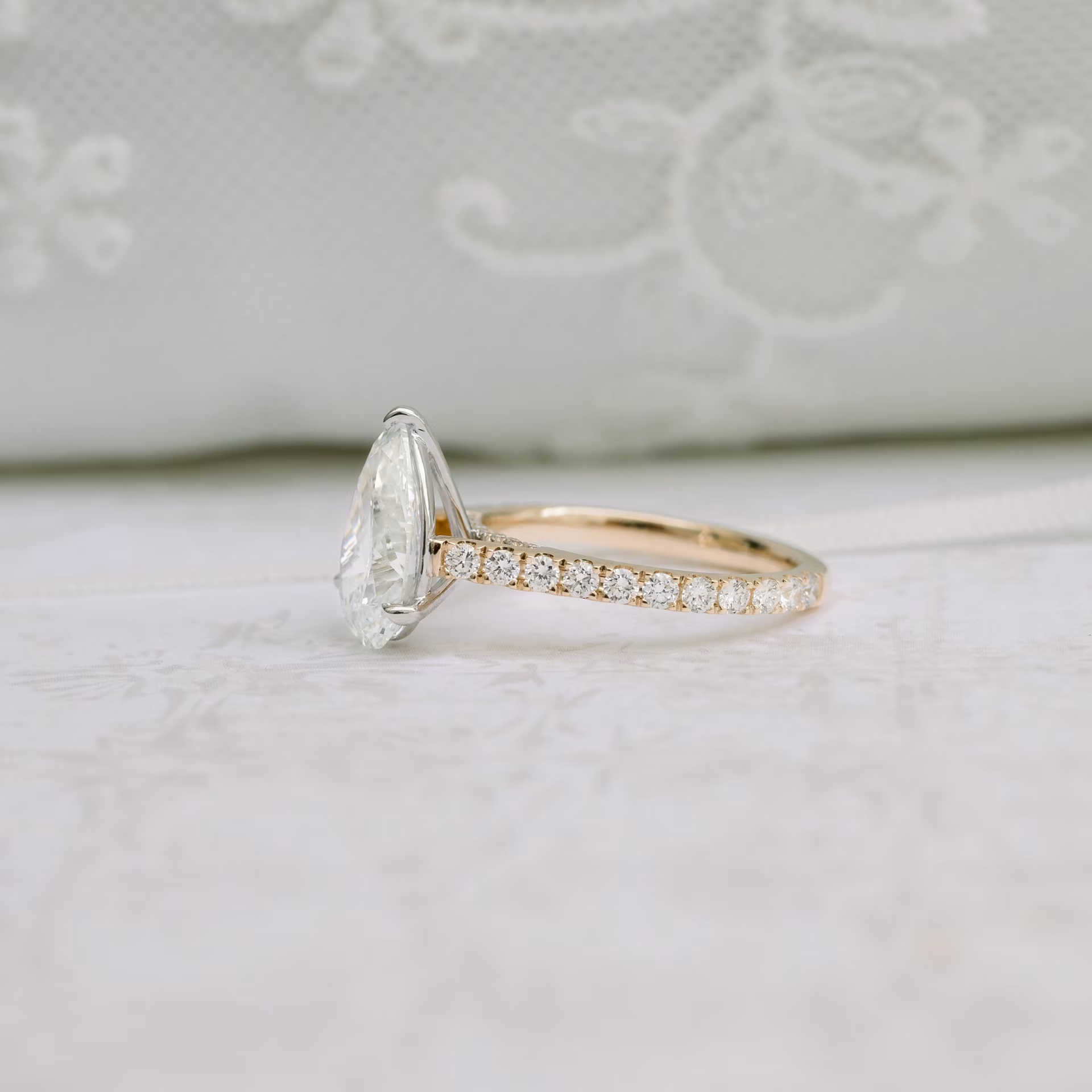 Marquise Cut Cluster Styled Lab Grown Diamond Engagement Ring