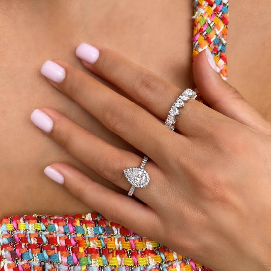 2 CT Pear Halo CVD F/VS1 Diamond Engagement Ring 16