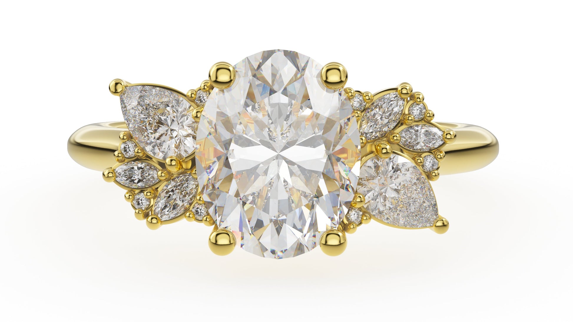 Marquise Shaped Three Stone Lab Grown Diamond Engagement Ring