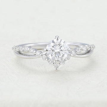 0.41 CT Round Shaped Moissanite Cluster Engagement Ring 1
