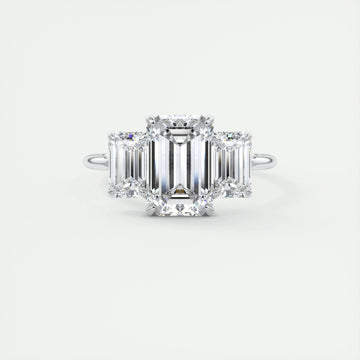 2 CT Emerald Three Stone CVD F/VS1 Diamond Engagement Ring 1