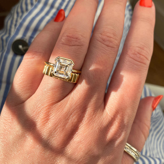 2 CT Asscher Half Bezel CVD F/VS1 Diamond Engagement Ring 23