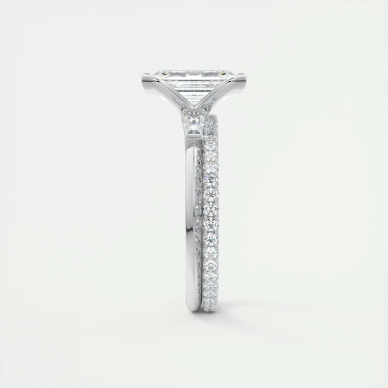 2 CT Emerald Three Stome CVD F/VS1 Diamond Engagement Ring 5