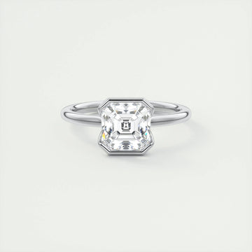 2 CT Asscher Half Bezel CVD F/VS1 Diamond Engagement Ring 1