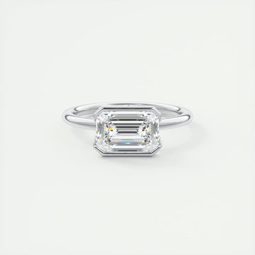 2 CT Emerald Half Bezel CVD F/VS1 Diamond Engagement Ring 1