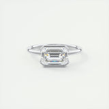 2 CT Emerald Half Bezel CVD F/VS1 Diamond Engagement Ring 1