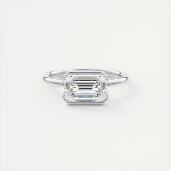 2 CT Emerald Half Bezel CVD F/VS1 Diamond Engagement Ring 1