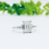 1.9 CT Emerald Cut Three Stone Moissanite Engagement Ring 5