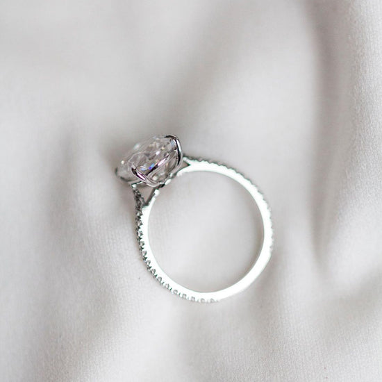 5.85 CT Oval Solitaire Pave Moissanite Engagement Ring 4