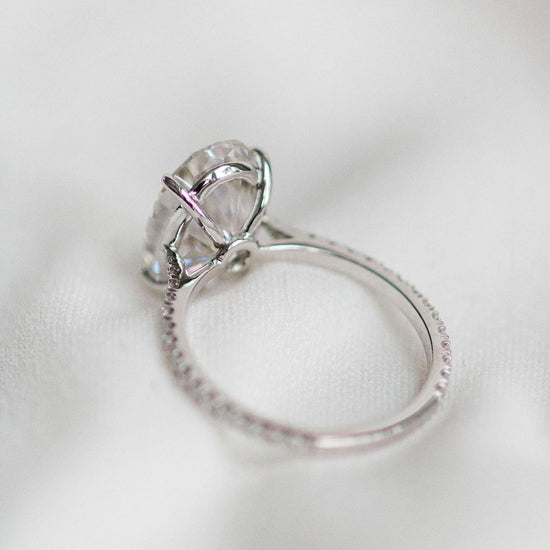 5.85 CT Oval Solitaire Pave Moissanite Engagement Ring 3