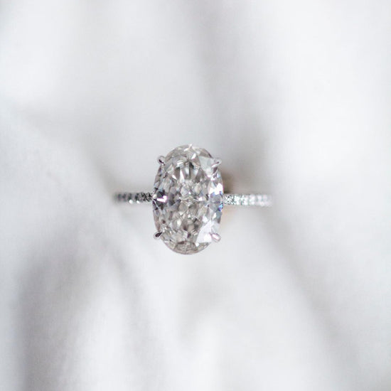 5.85 CT Oval Solitaire Pave Moissanite Engagement Ring 2