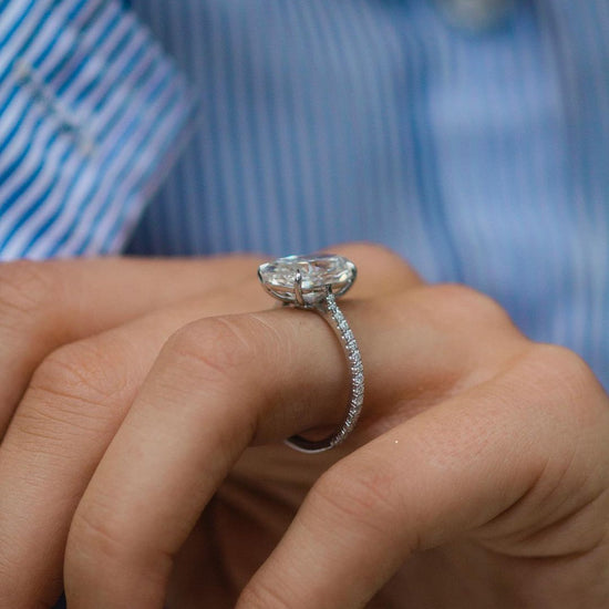 5.85 CT Oval Solitaire Pave Moissanite Engagement Ring 5