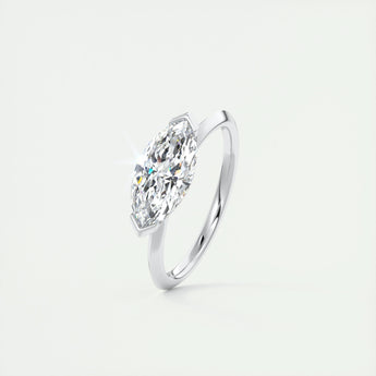 1.98 CT Marquise Half Bezel Solitaire Moissanite Engagement Ring 5