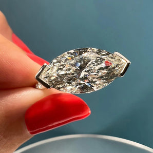 2 CT Marquise Half Bezel CVD F/VS1 Diamond Engagement Ring 2