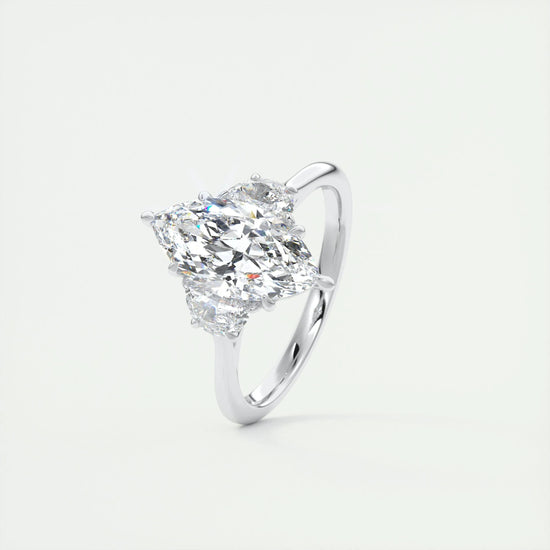 1.98 CT Marquise Cut Three Stone Moissanite Engagement Ring 4