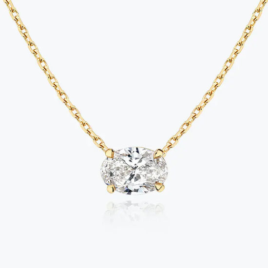 0.25-1.0ct Oval Cut Solitaire Moissanite Diamond Necklace 2