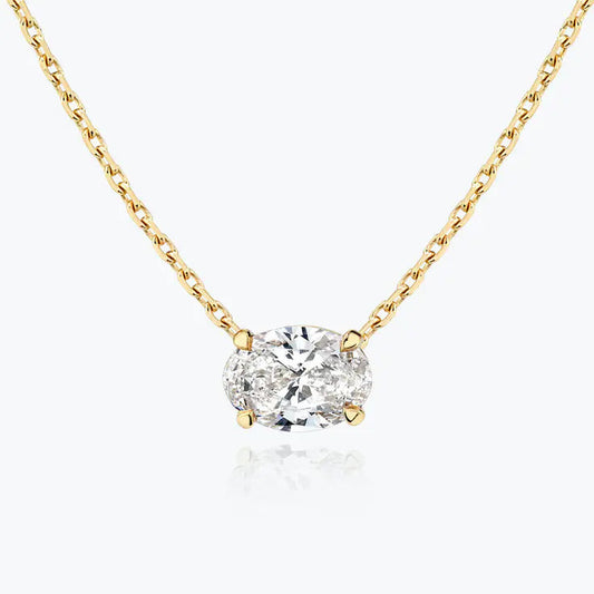 0.25-1.0ct Oval Cut Solitaire Moissanite Diamond Necklace 2