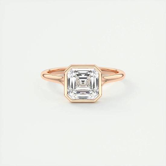 2 CT Asscher Bezel CVD F/VS1 Diamond Engagement Ring 4