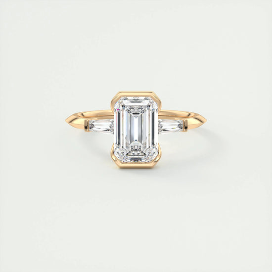 2 CT Emerald Three Stome CVD F/VS1 Diamond Engagement Ring 18