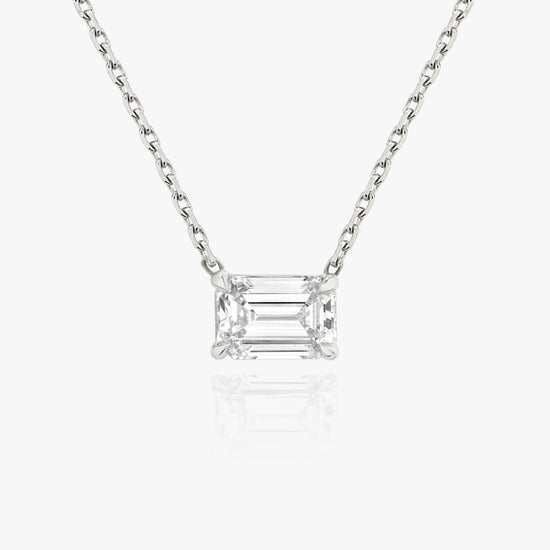 0.25 CT-1.0 CT Emerald Solitaire CVD F/VS Diamond Necklace 1