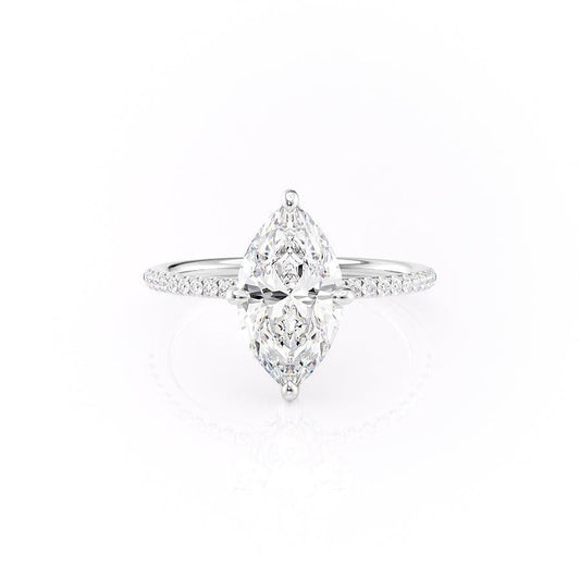 1.58 CT Marquise Cut Hidden Halo Pave Setting Moissanite Engagement Ring 1