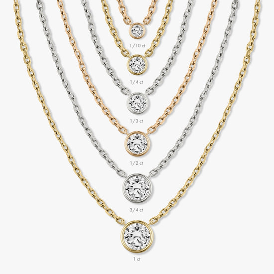 0.10 CT-1.0 CT Round Bezel Solitaire CVD F/VS Diamond Necklace 11