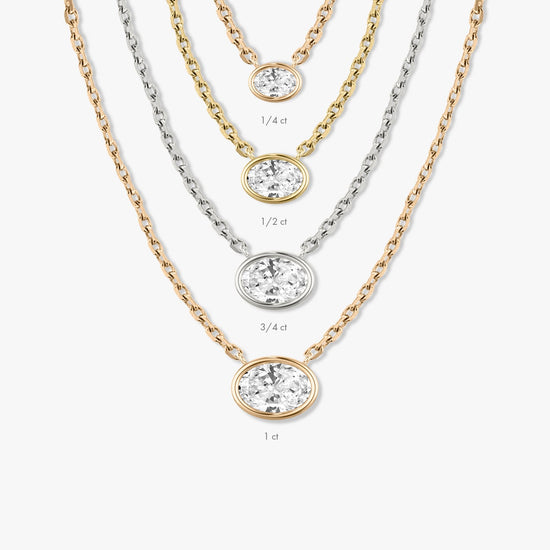 0.25 CT-1.0 CT Oval Bezel Solitaire CVD F/VS Diamond Necklace 11